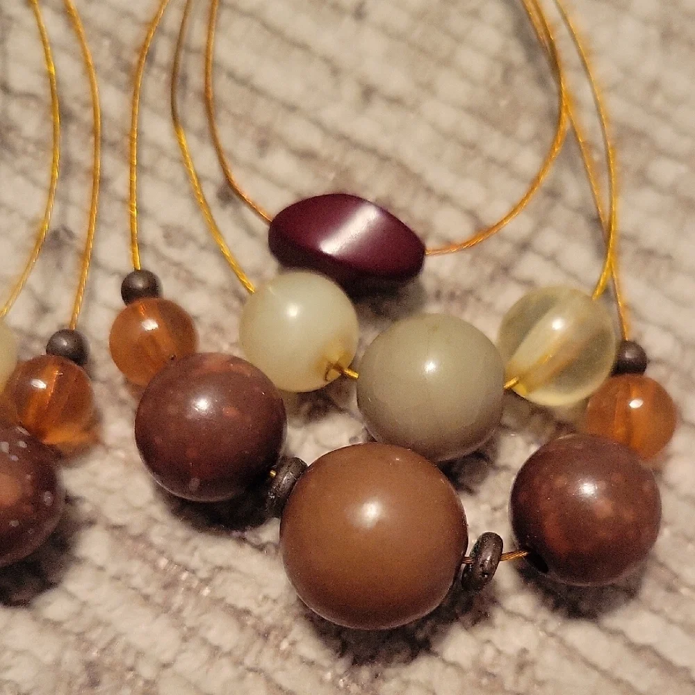 Elegant Multi-Color Beaded Eire Elongated Layer Loop Earrings Vintage